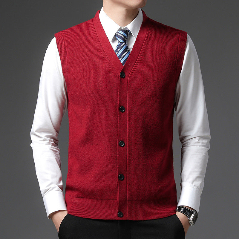 Men's sleeveless V-neck waistcoat front view