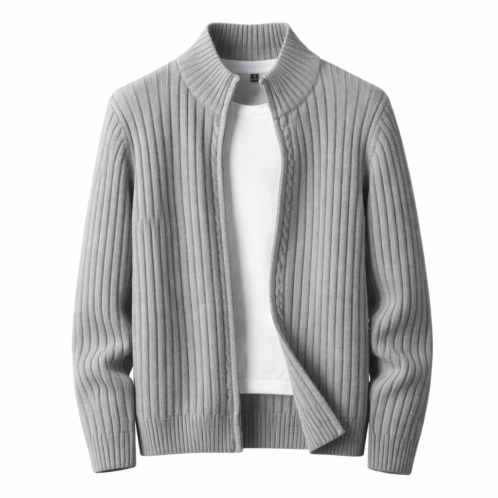 Men's gilet zip fastening close-up