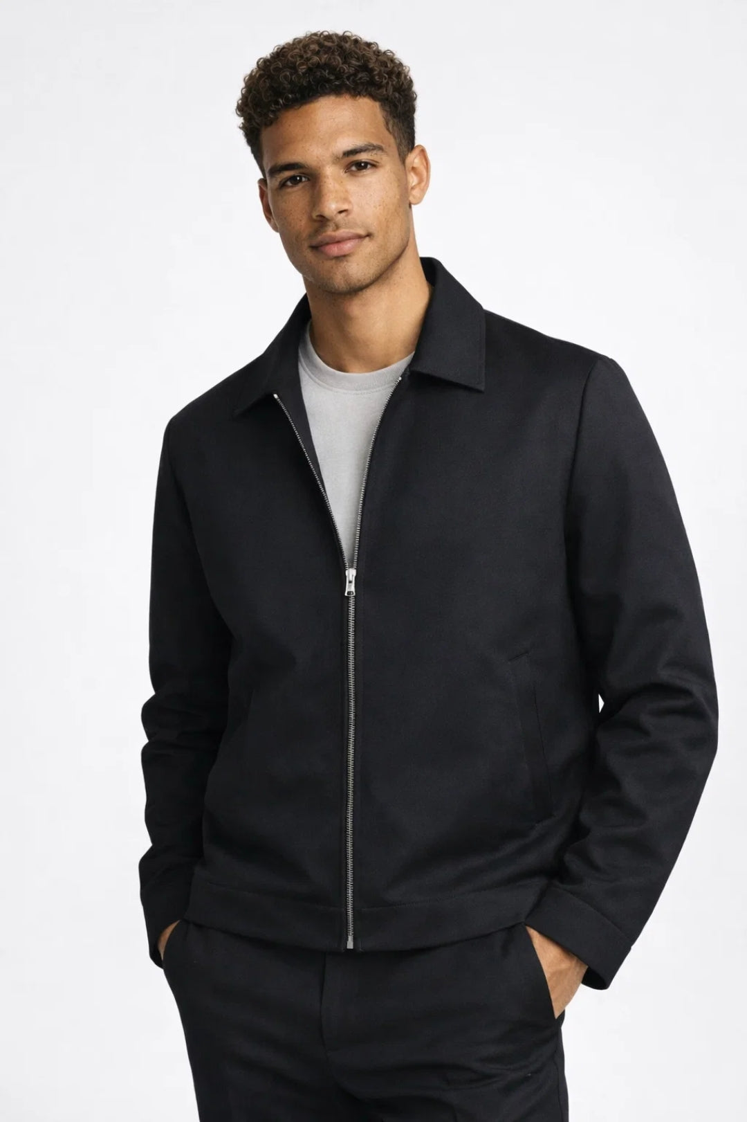 Men's slim fit zip jacket front view
