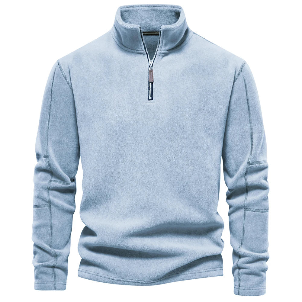 Fleece quarter-zip pullover styled outfit