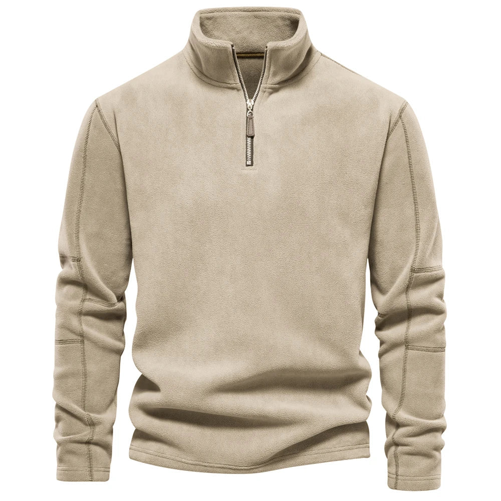 Fleece quarter-zip pullover zip detail