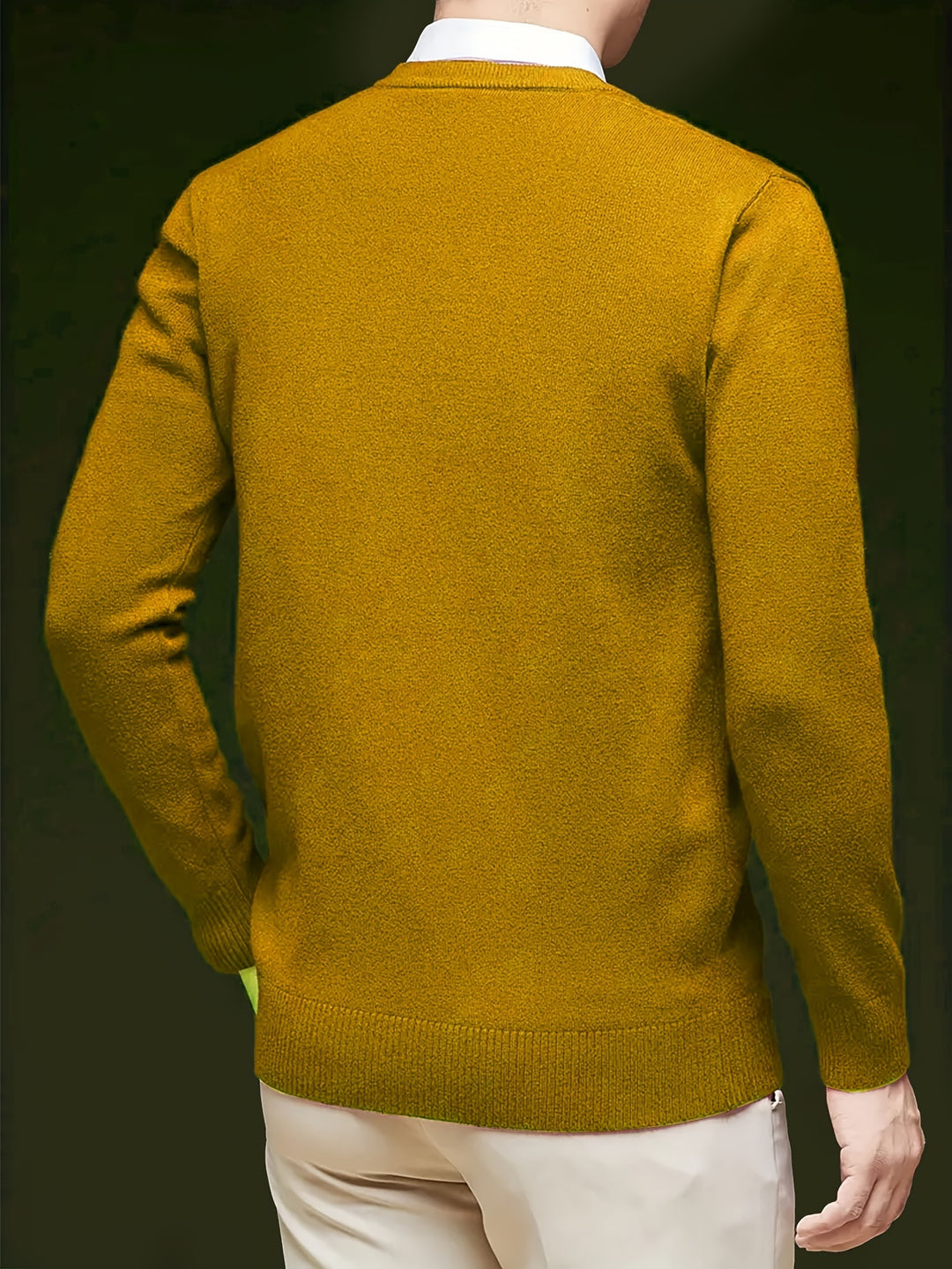 Men's V-neck knit jumper in coffee colour