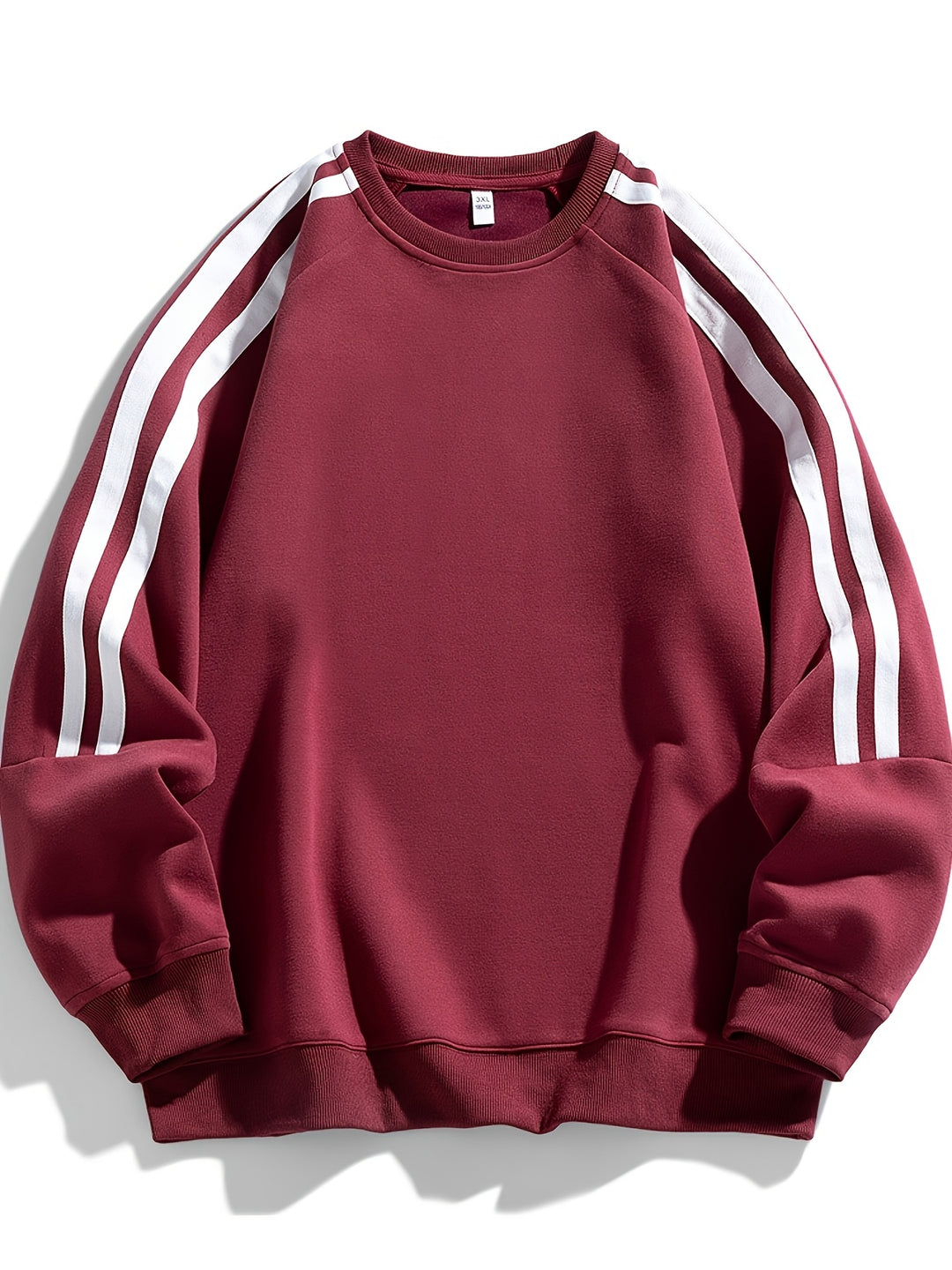 Men's striped crew neck sweater front view