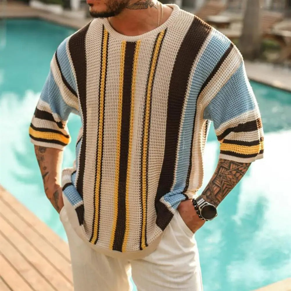 Striped jumper side view