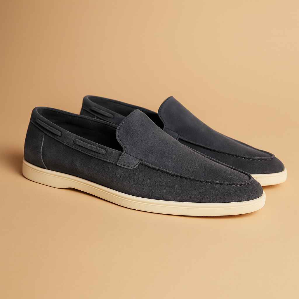 Suede-look slip-on shoes pair together