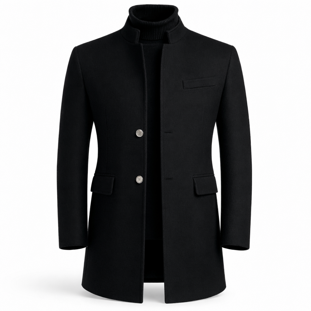 Close-up of overcoat lining and pocket