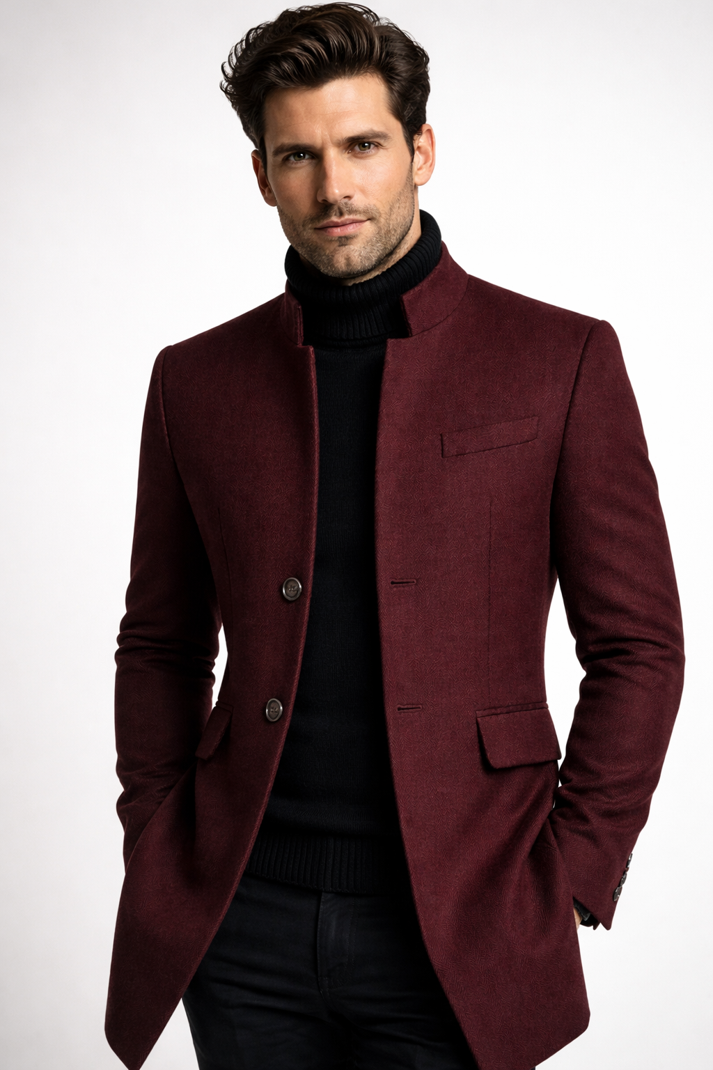 Overcoat fabric texture close-up