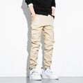 Front view of men's tapered cargo trousers