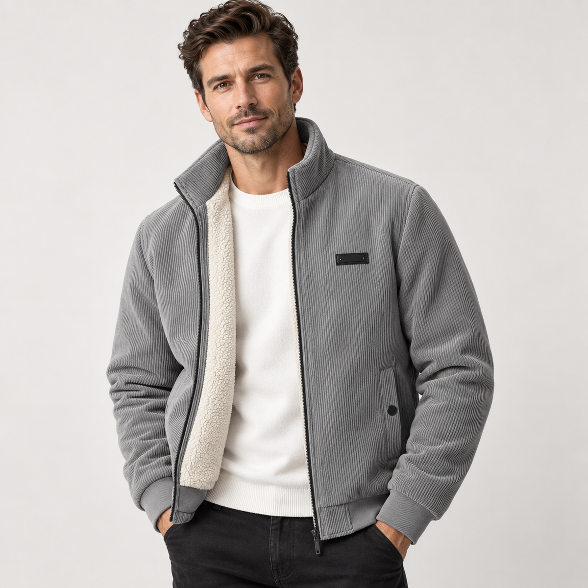 Winter jacket with high collar detail