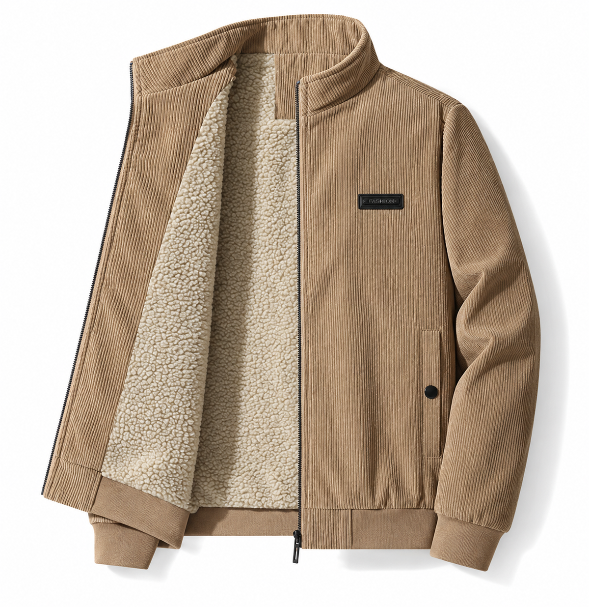 Brown winter jacket side view