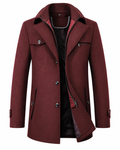 Men's winter coat styled with jeans
