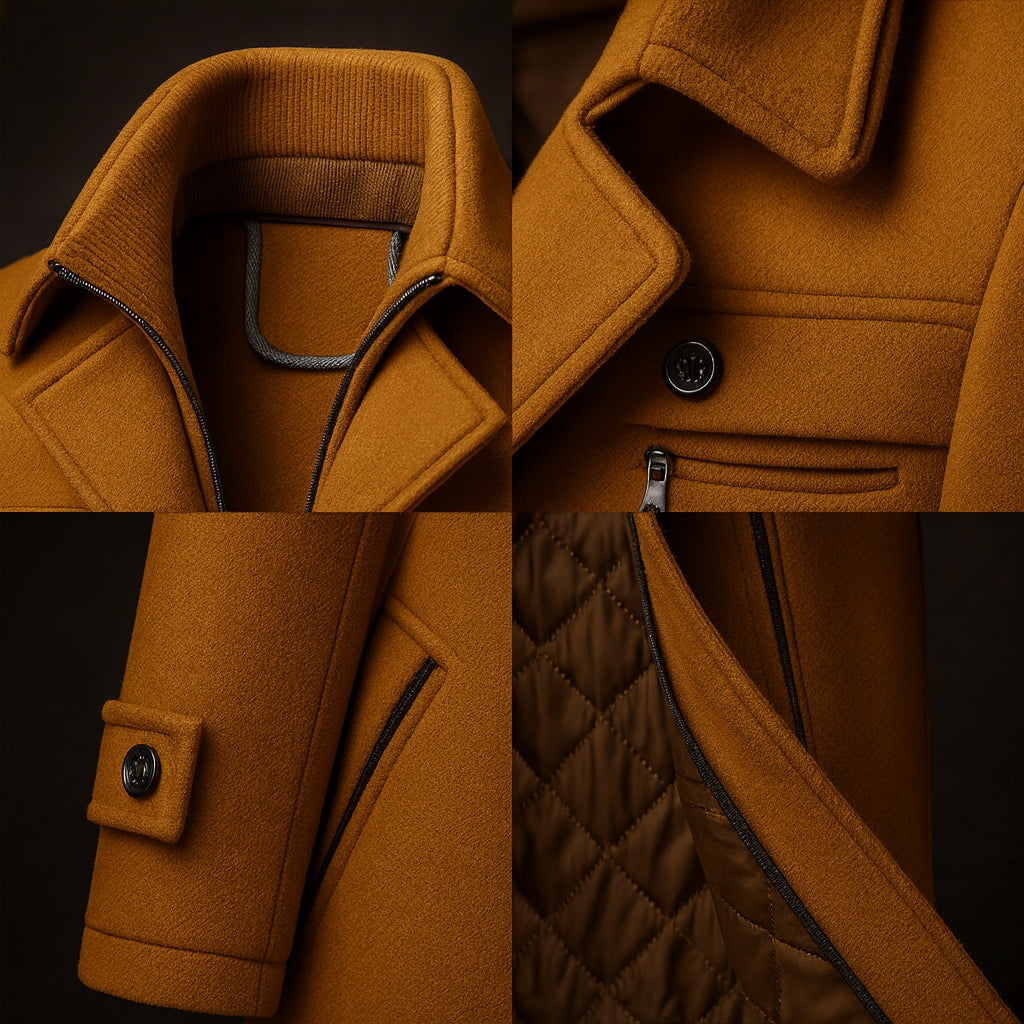 Men's winter coat worn outdoors