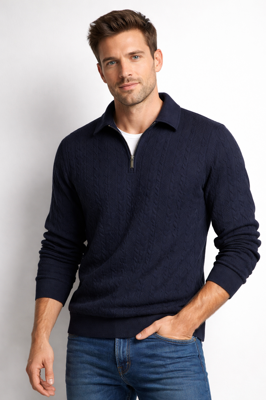 Quarter-zip sweatshirt in grey