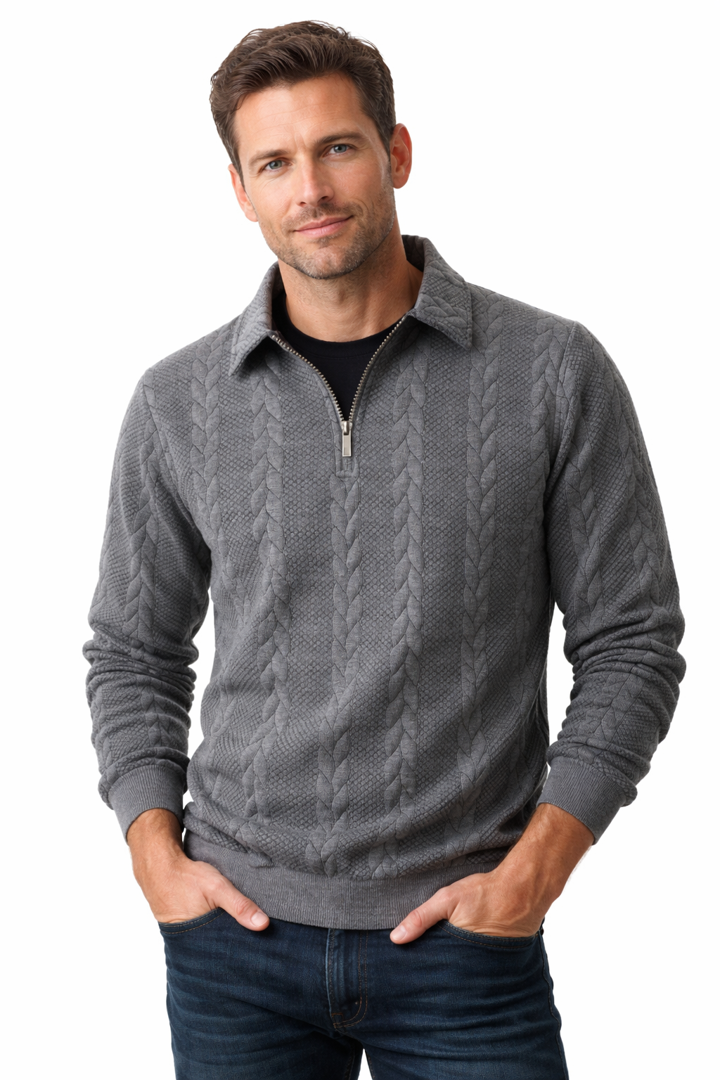 Quarter-zip sweatshirt in white