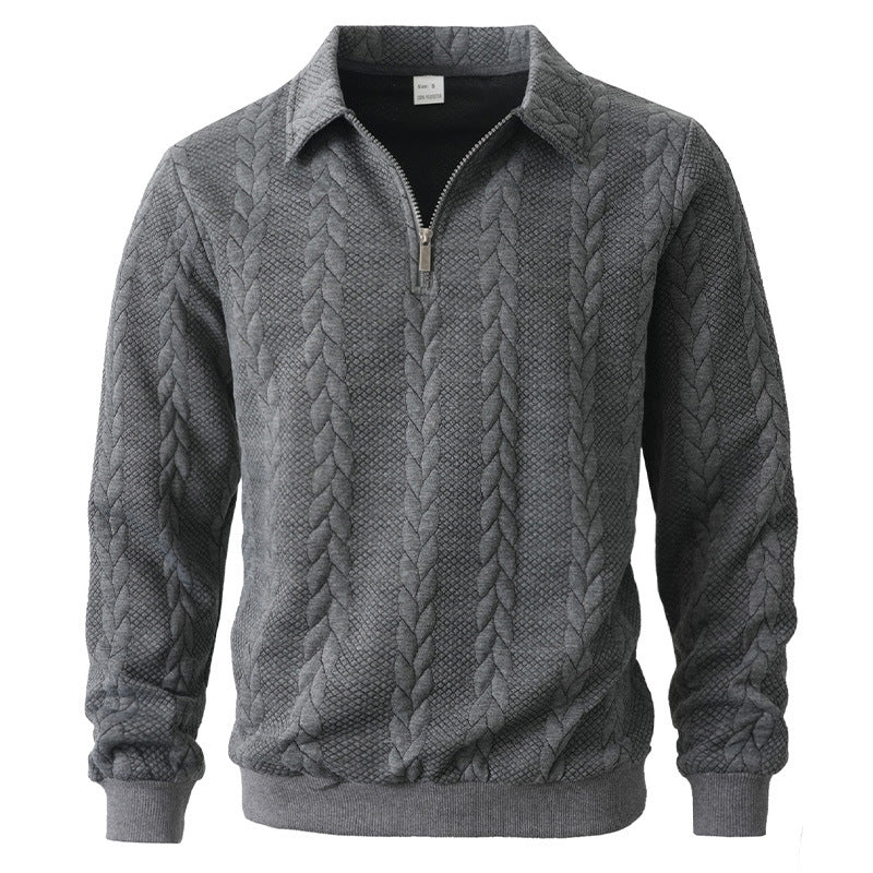 Close-up of standing collar and zip