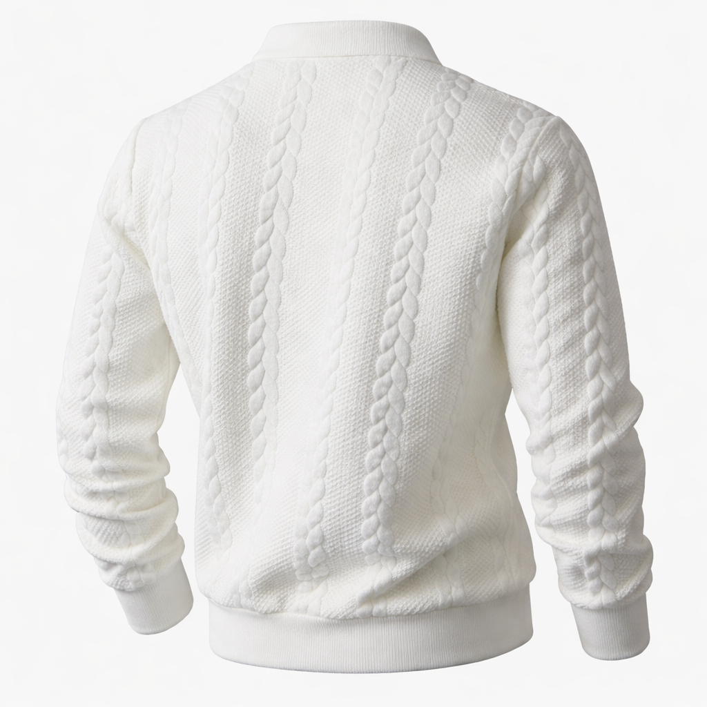 Quarter-zip sweatshirt fabric detail
