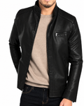 Men's vegan leather jacket front view