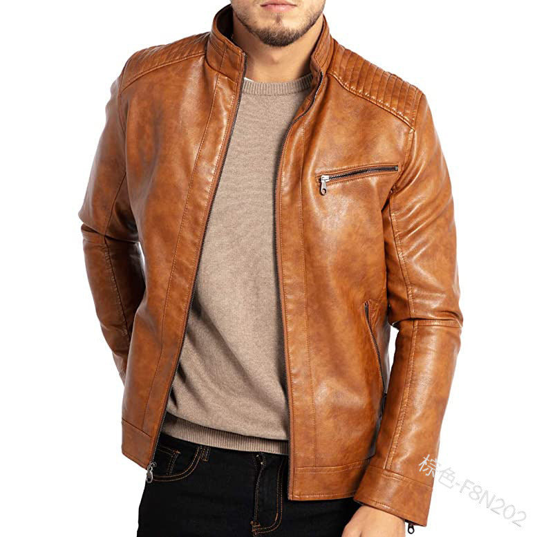 Men's vegan leather jacket side view