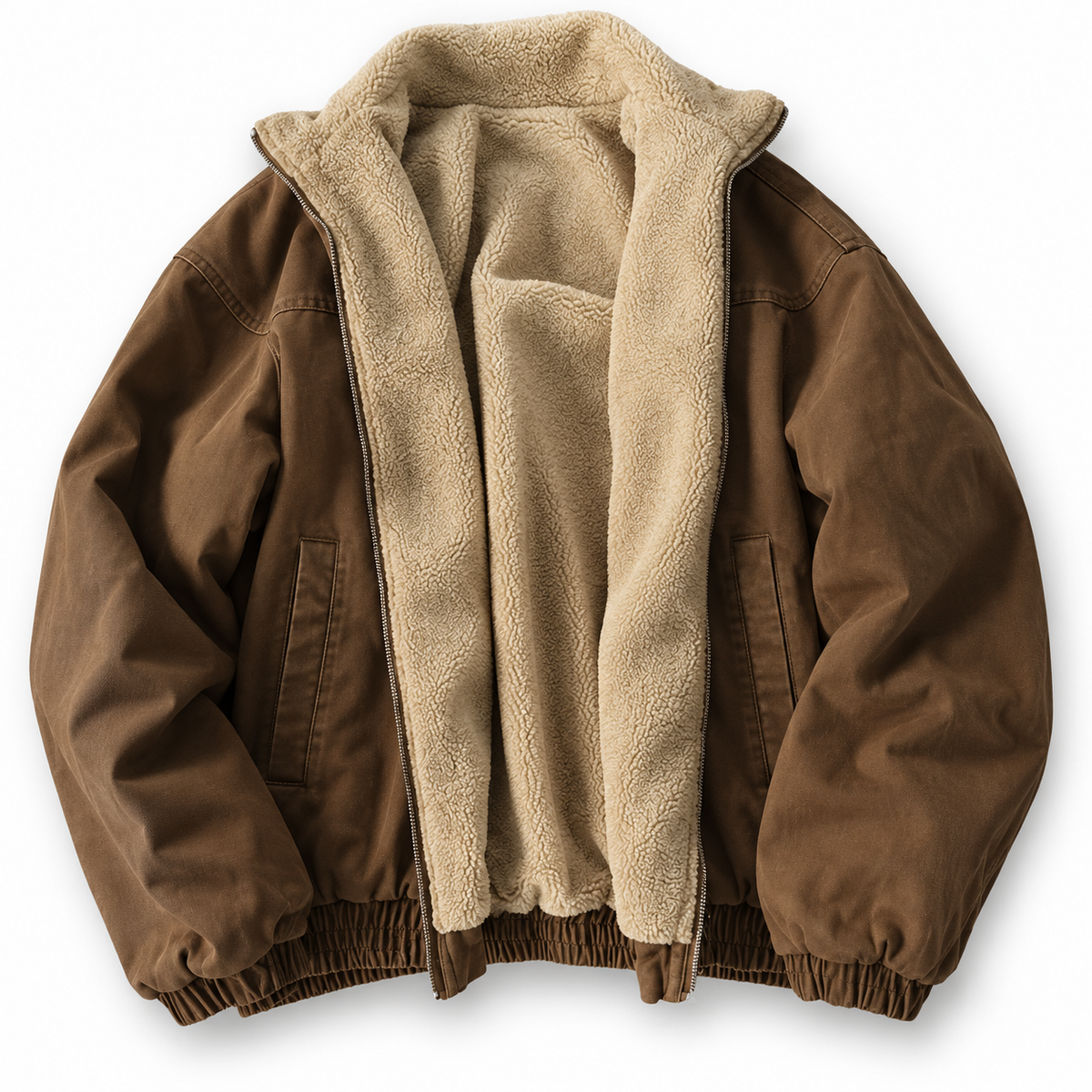 Men's bomber jacket with ribbed cuffs side view