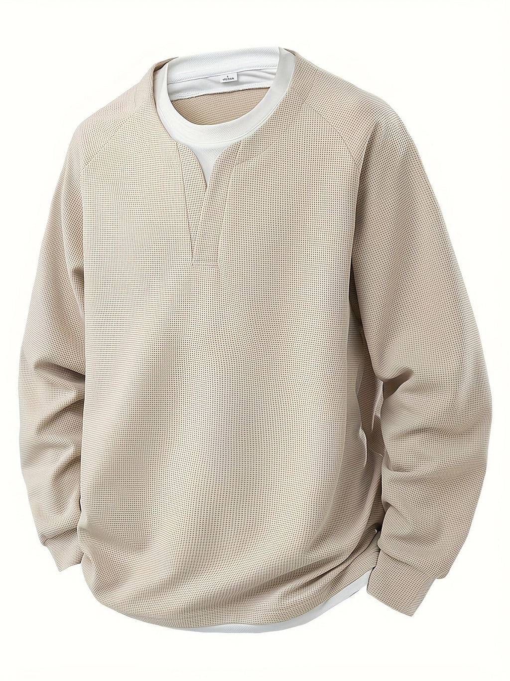 Men's waffle knit V-neck jumper front view