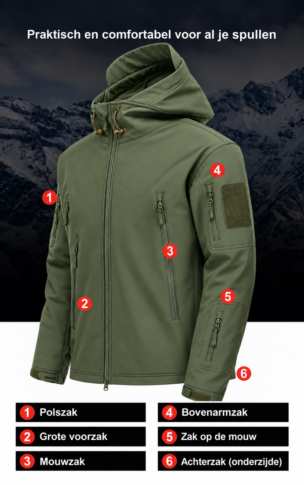 Close-up of jacket zip pocket
