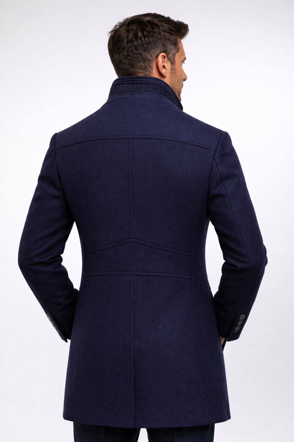 Close-up of overcoat fabric texture