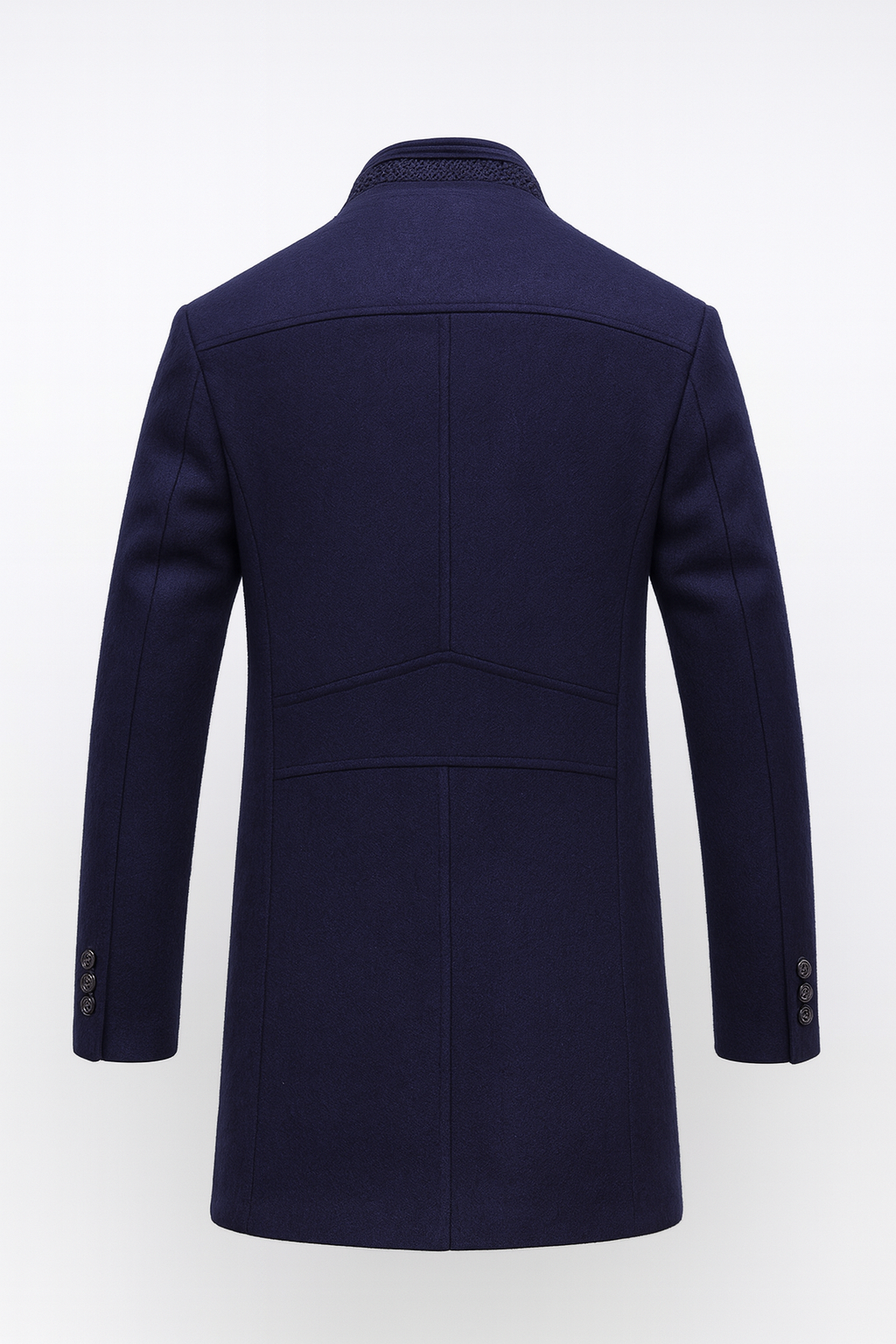 Camel wool overcoat side view
