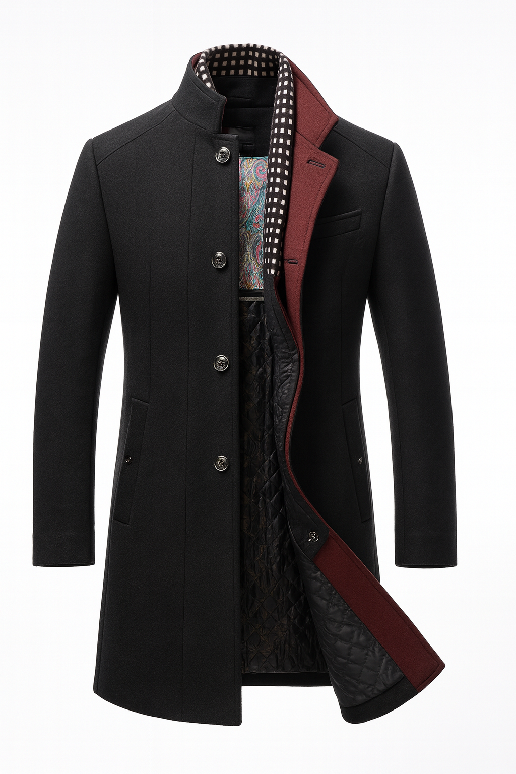 Grey wool blend overcoat detail