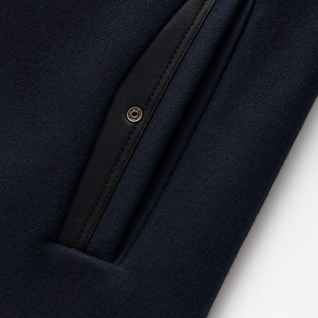 Overcoat collar colour-blocking detail