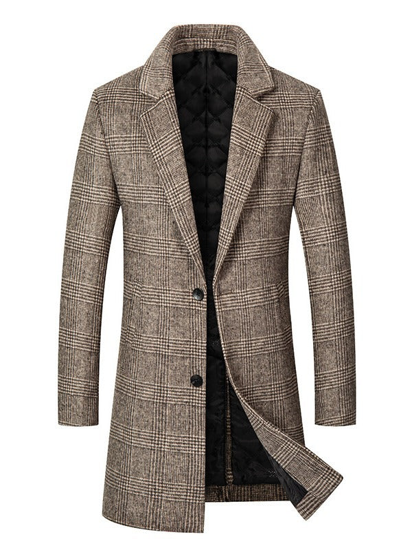 Grey wool blend overcoat front view