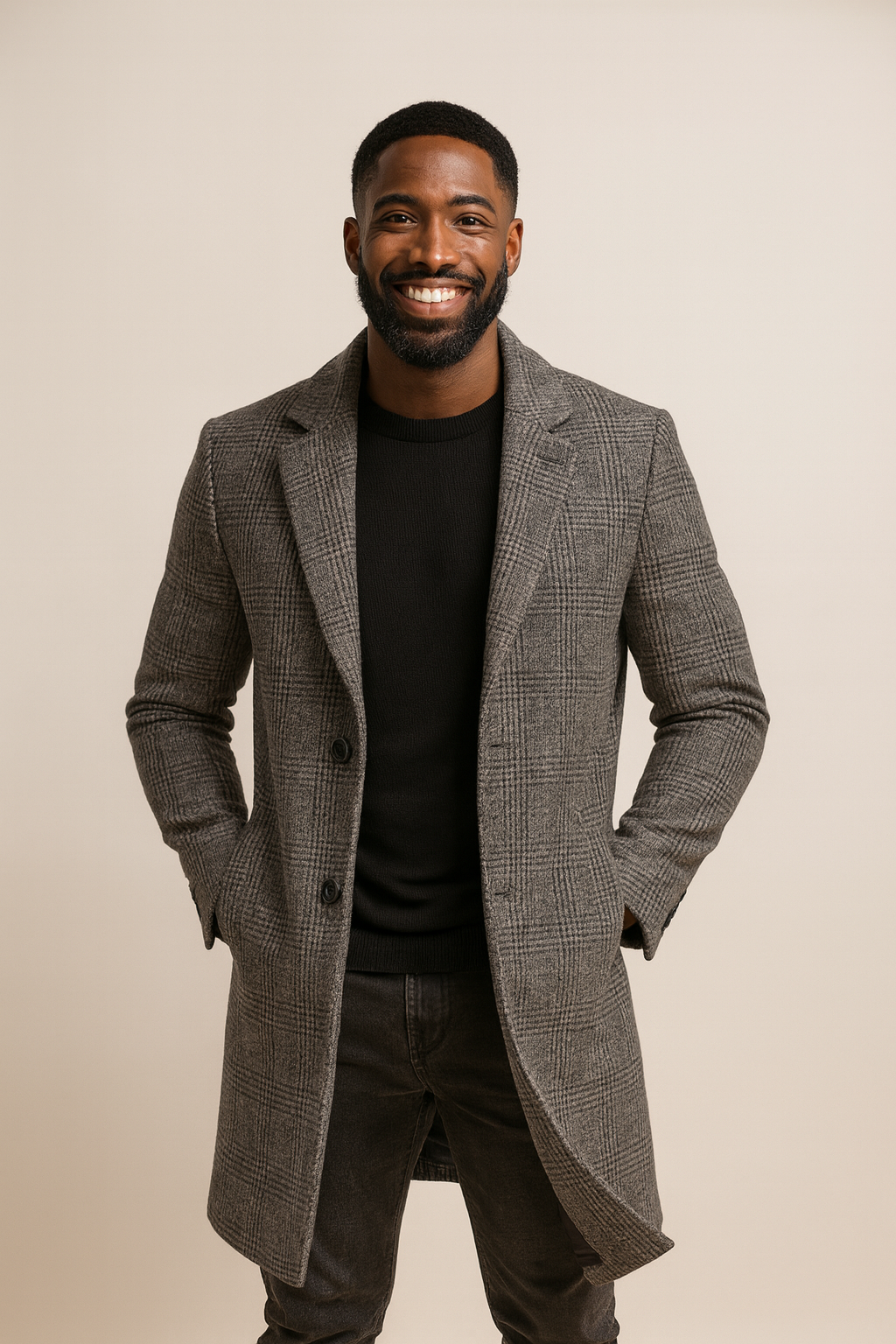 Long wool blend coat lifestyle shot