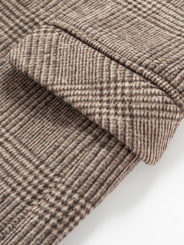 Wool blend overcoat close-up on fabric