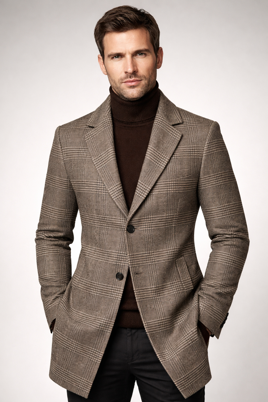 Men's structured overcoat full length