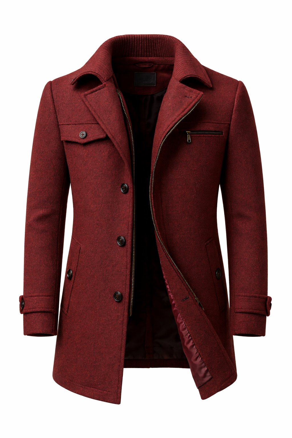 Men's wool blend winter overcoat back view
