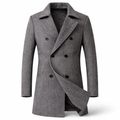 Wool-look double-breasted overcoat front view