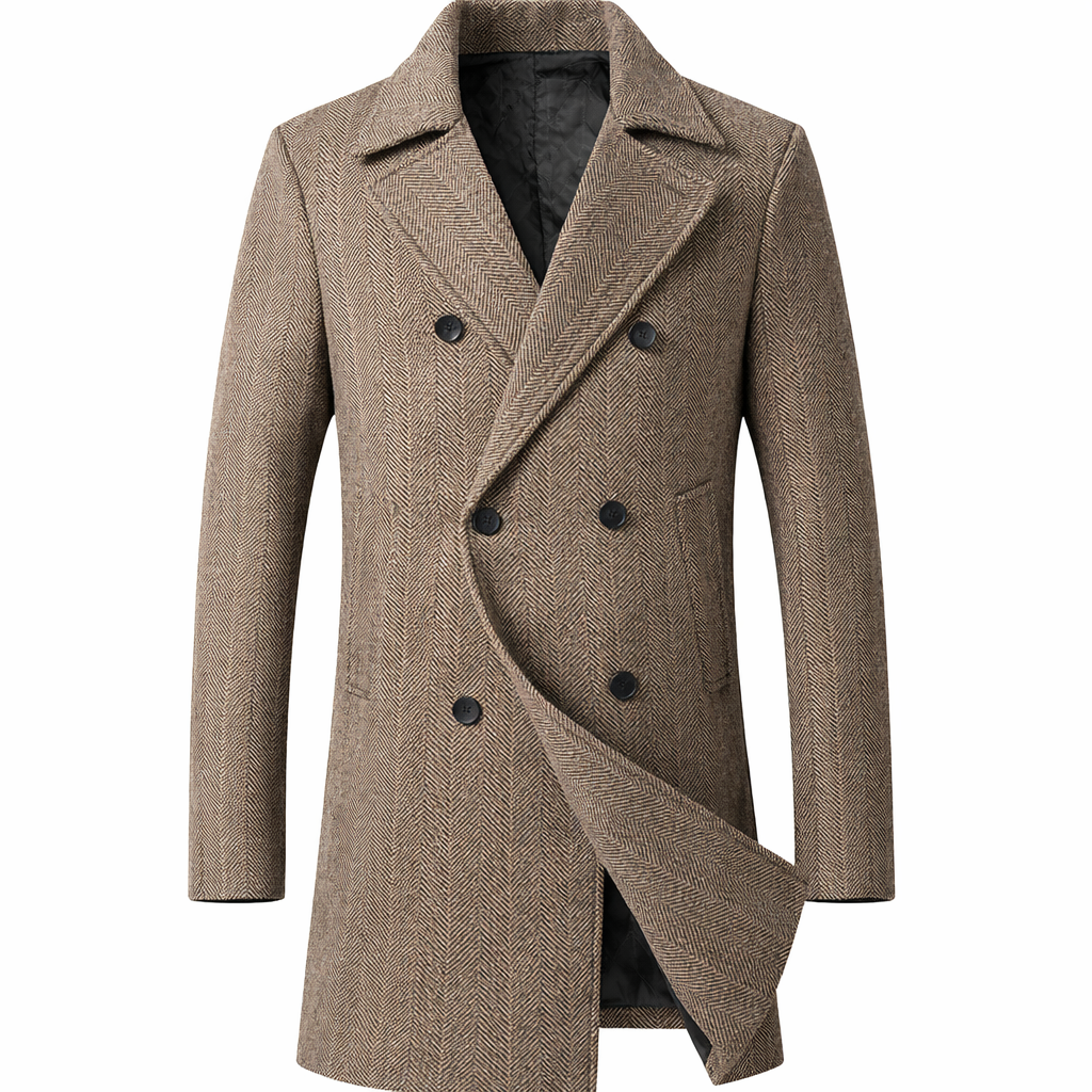Wool-look overcoat back view