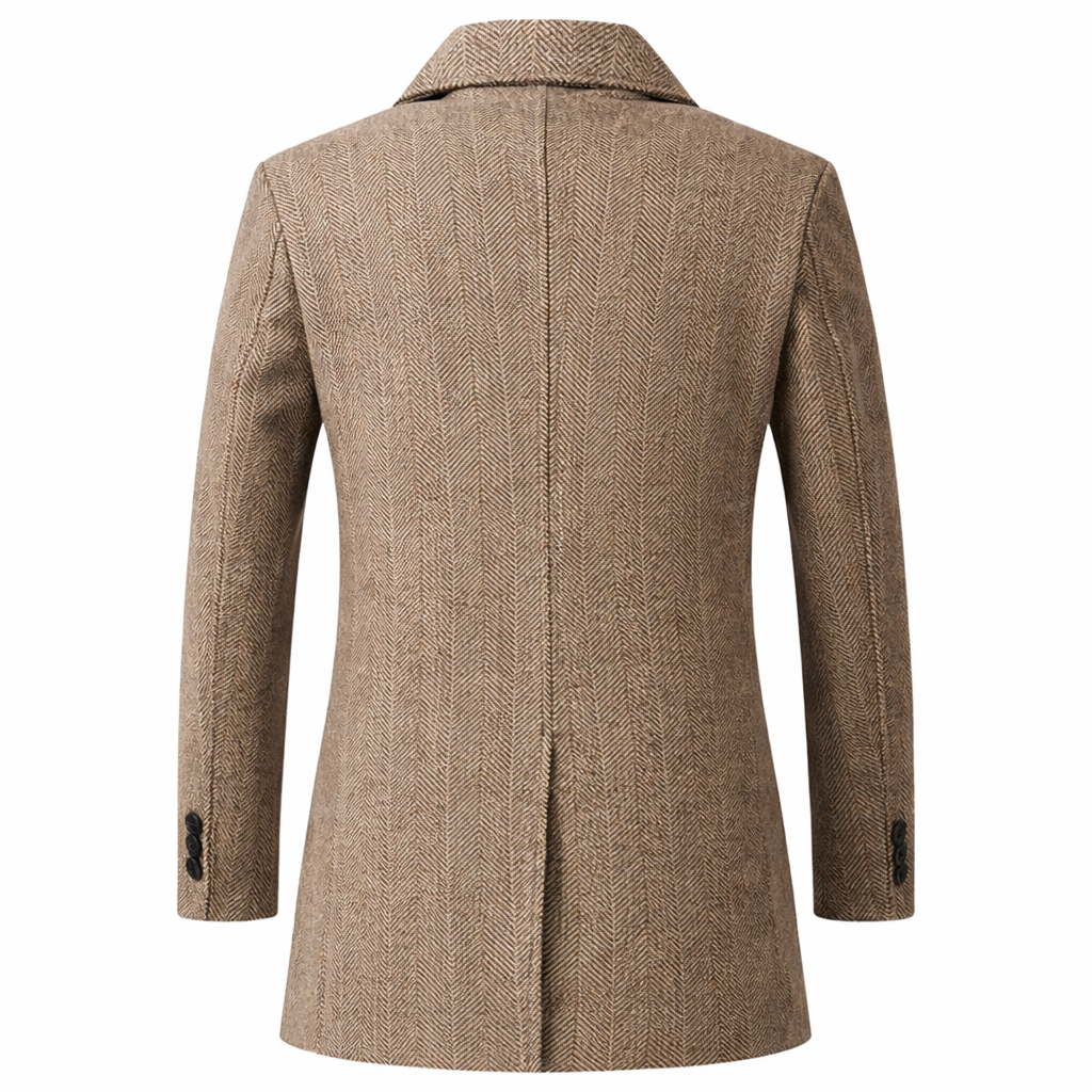 Overcoat side profile showing structured fit