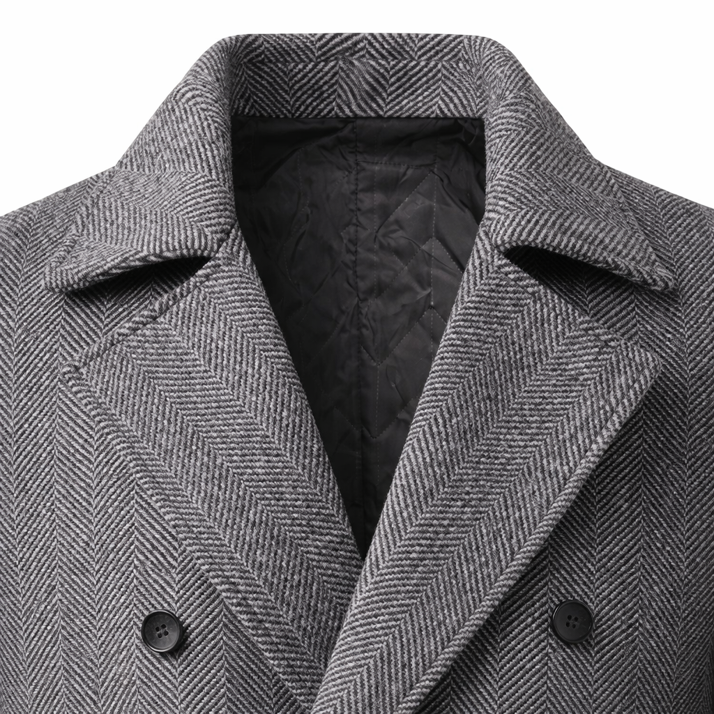 Overcoat double-breasted button detail
