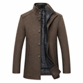 Men's brown wool-look overcoat front view