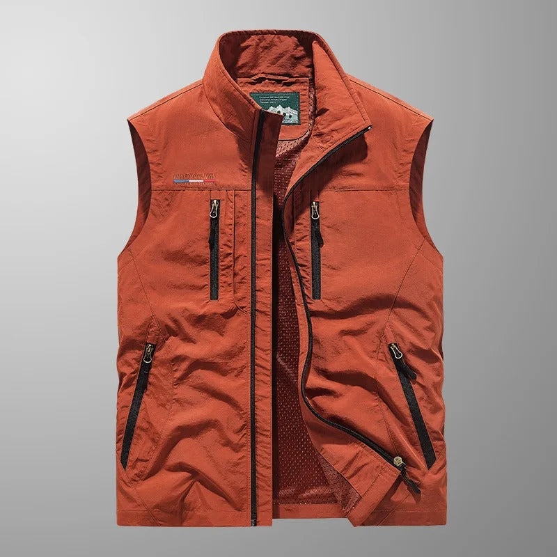 Men's bodywarmer worn with layers