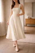 A-line midi dress with square neckline front view