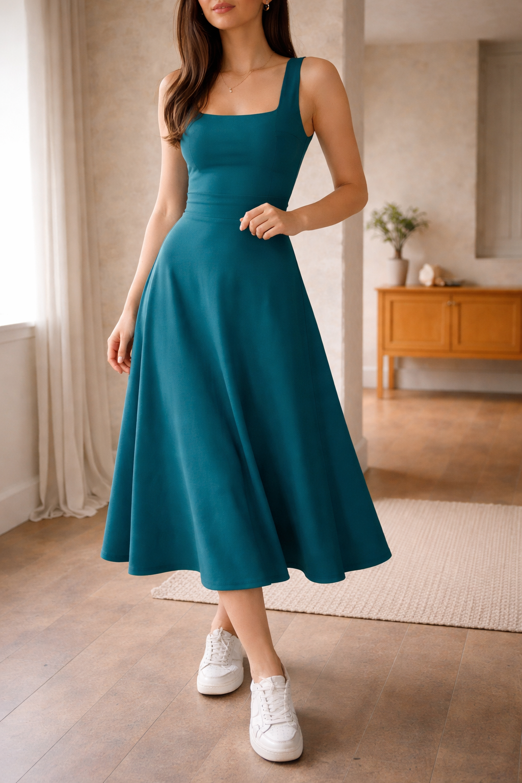 A-line midi dress side view