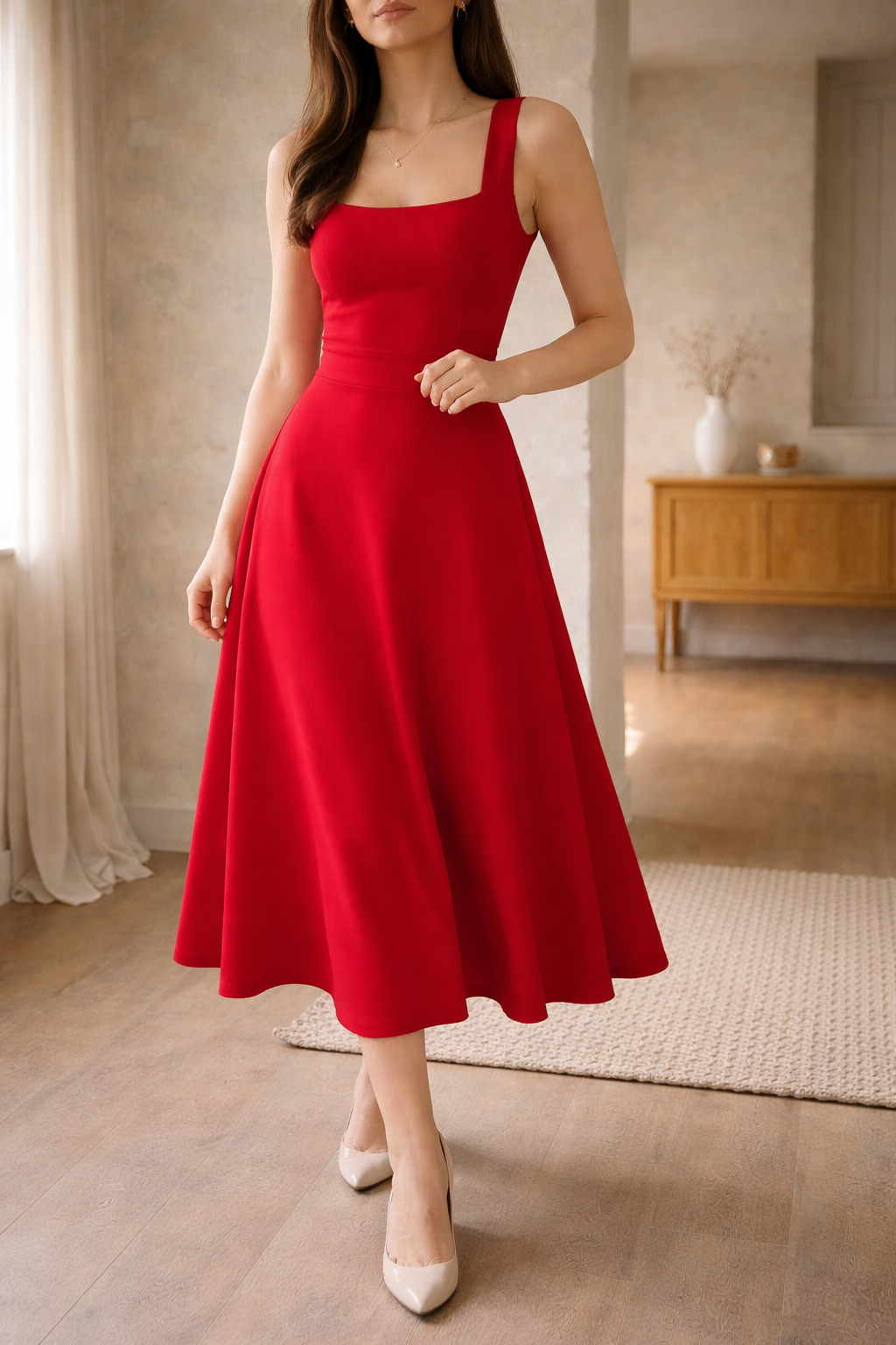 A-line midi dress back view