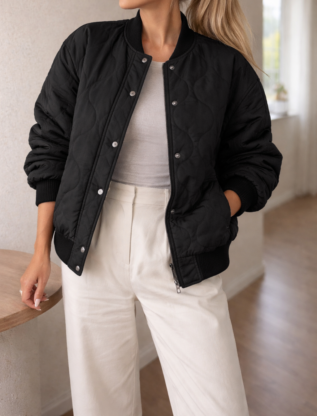 Casual oversized jacket styled look