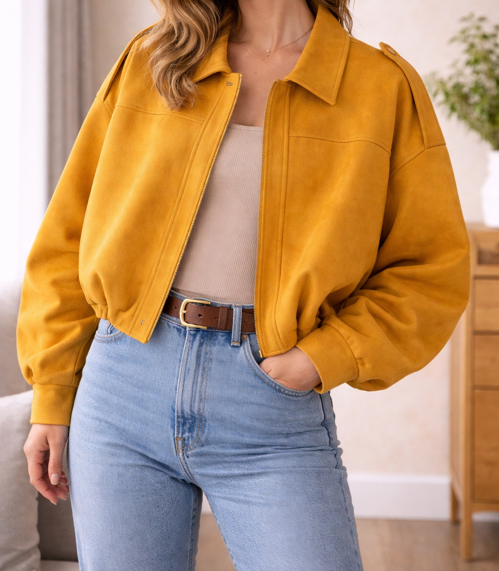 Oversized bomber jacket back view