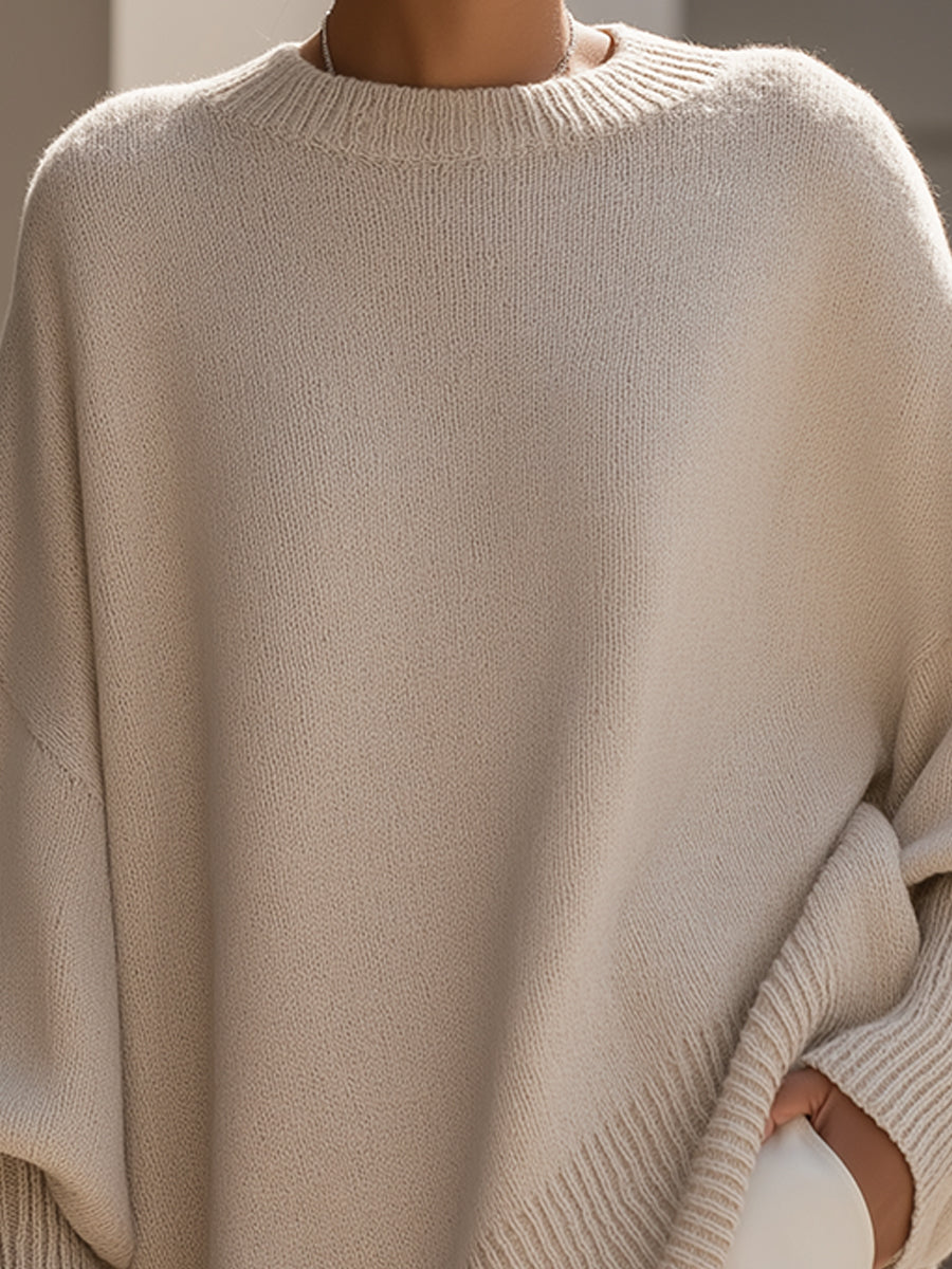 Oversized knit jumper close-up texture