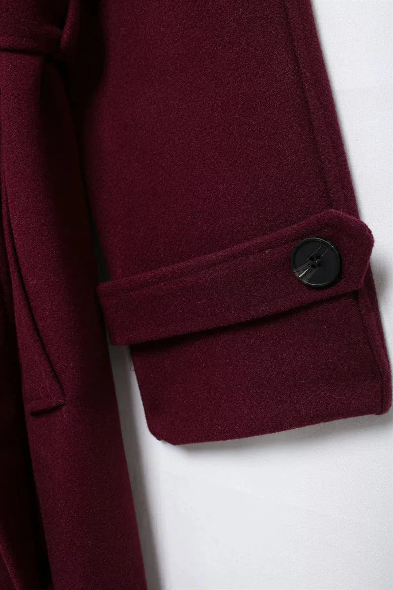 Burgundy coat back view