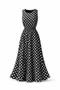 Polka dot midi dress styled look