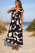 Printed maxi dress front view