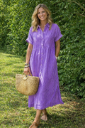 Button-through shirt dress front view